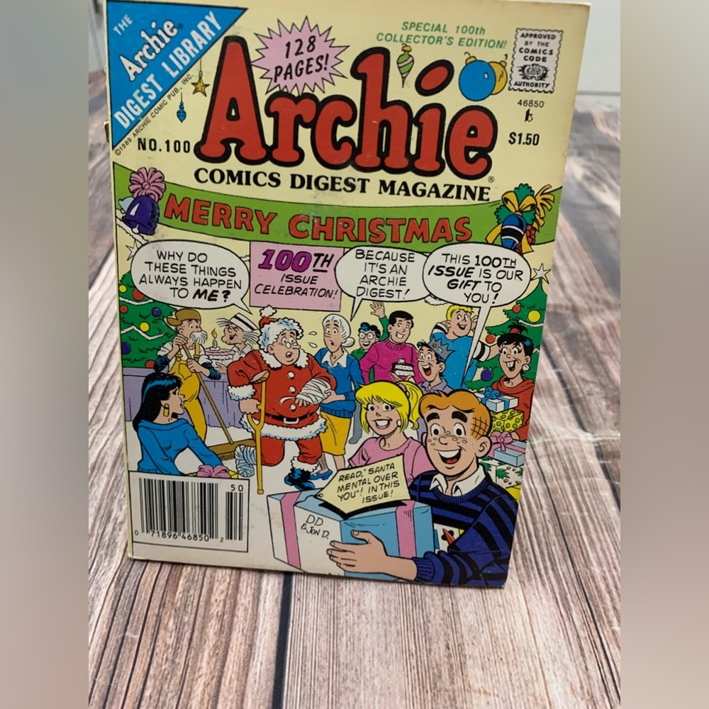 Archie Comics Digest Magazine #100  1990 VF  DeCarlo Christmas cover!